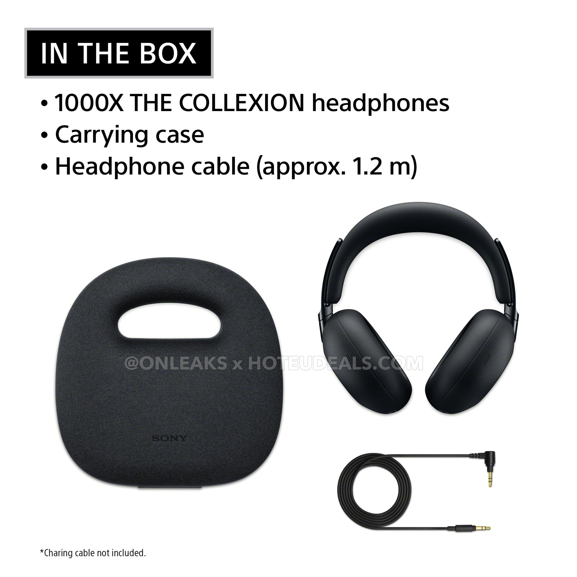 Slide 8 — In the box (charging cable not included)